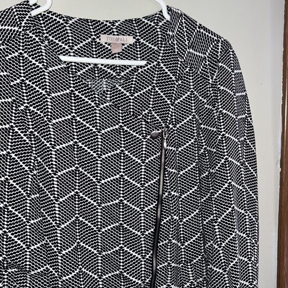 Roz & Ali Women's Jacket Large Black & White Elastic Waist - Picture 3 of 11